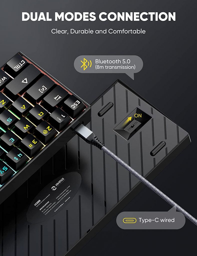 Mechanical Gaming Keyboard dual modes connection
