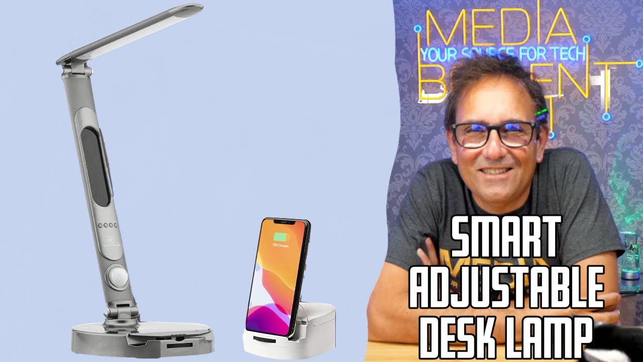 LumiCharge Smart Adjustable Desk Lamp and Fast Qi Wireless Charger Stand Bundle