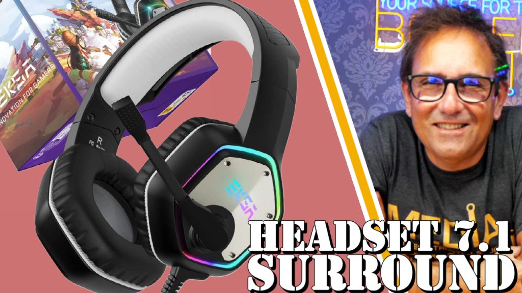 EKSA Gaming Headset with 7.1 Surround Sound Stereo, PS4 USB Headphones with Noise Canceling Mic & RGB Light, Compatible w